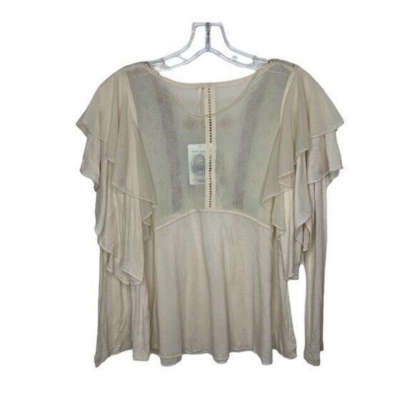 New Free People La Cienega Embroidered Long Sleeve Sheer Blouse XS Loose Threads - Picture 4 of 9
